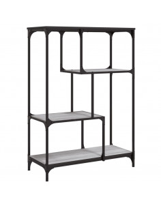 Libreria Grigio Sonoma 81x36x115 cm Legno Multistrato e Acciaio 2