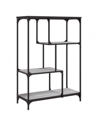 Libreria Grigio Sonoma 81x36x115 cm Legno Multistrato e Acciaio