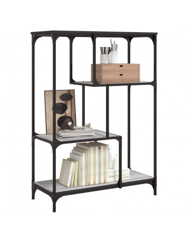 Libreria Grigio Sonoma 81x36x115 cm Legno Multistrato e Acciaio