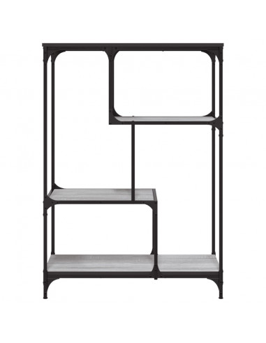 Libreria Grigio Sonoma 81x36x115 cm Legno Multistrato e Acciaio