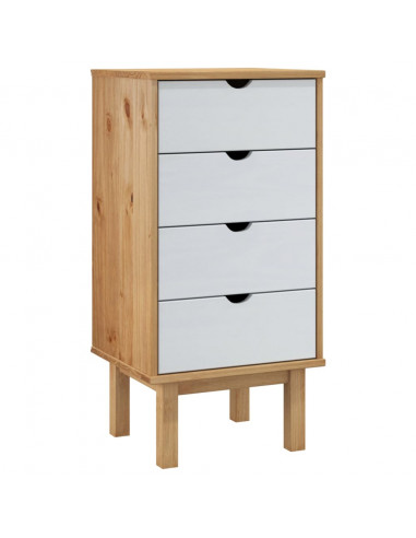 Cassettiera OTTA Marrone e Bianco 45x39x90 cm in Legno di Pino