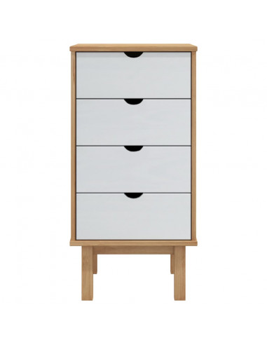 Cassettiera OTTA Marrone e Bianco 45x39x90 cm in Legno di Pino