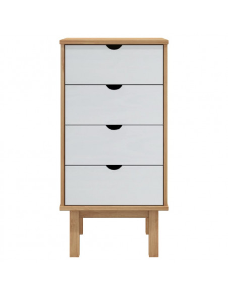 Cassettiera OTTA Marrone e Bianco 45x39x90 cm in Legno di Pino