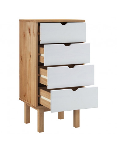 Cassettiera OTTA Marrone e Bianco 45x39x90 cm in Legno di Pino