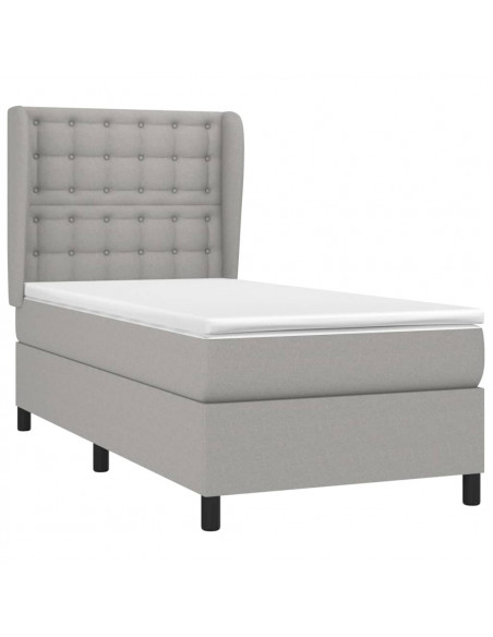 Giroletto a Molle con Materasso Grigio Chiaro 90x190 cm Tessuto
