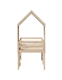 Letto a Soppalco con Tetto 80x200 cm in Legno di Pino 2