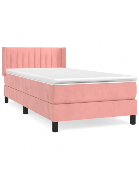 Giroletto a Molle con Materasso Rosa 90x200 cm in Velluto