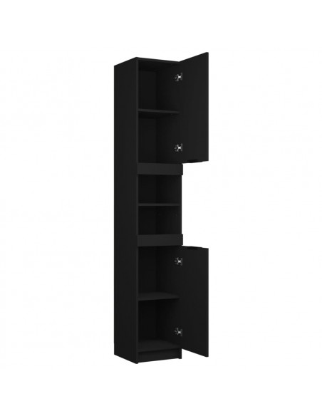 Armadietto da Bagno Nero 32x34x188,5 cm in Legno Multistrato