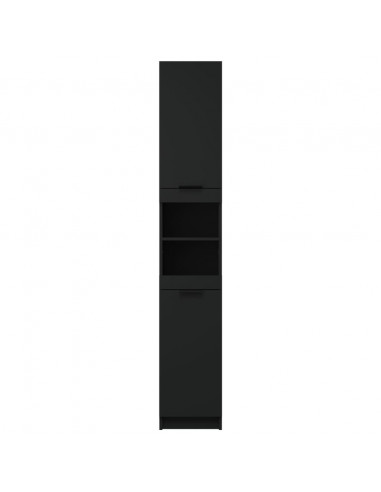 Armadietto da Bagno Nero 32x34x188,5 cm in Legno Multistrato