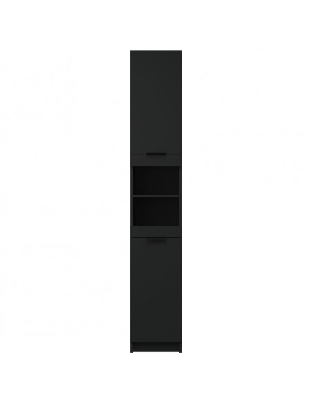 Armadietto da Bagno Nero 32x34x188,5 cm in Legno Multistrato
