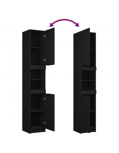 Armadietto da Bagno Nero 32x34x188,5 cm in Legno Multistrato