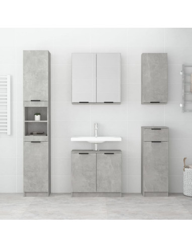 Armadietto a Specchio da Bagno Grigio Cemento 64x20x67 cm