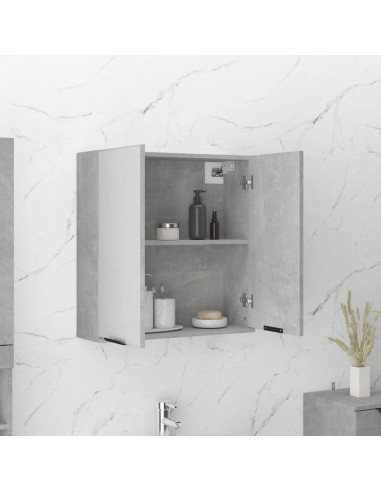 Armadietto a Specchio da Bagno Grigio Cemento 64x20x67 cm