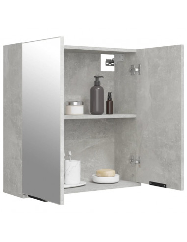 Armadietto a Specchio da Bagno Grigio Cemento 64x20x67 cm