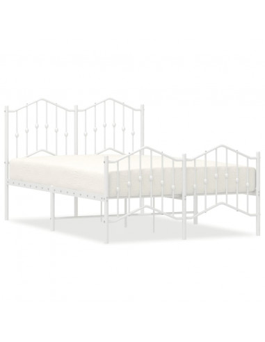 Giroletto con Testiera e Pediera Metallo Bianco 120x200 cm