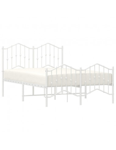 Giroletto con Testiera e Pediera Metallo Bianco 120x200 cm
