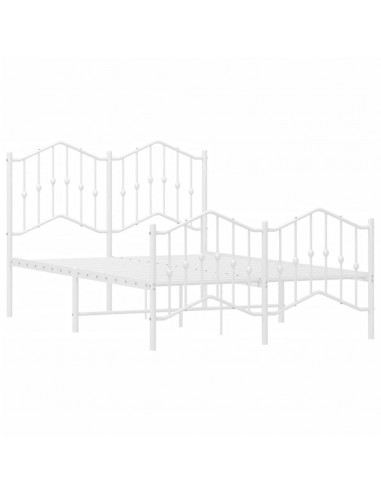 Giroletto con Testiera e Pediera Metallo Bianco 120x200 cm