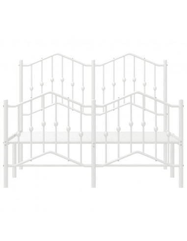 Giroletto con Testiera e Pediera Metallo Bianco 120x200 cm
