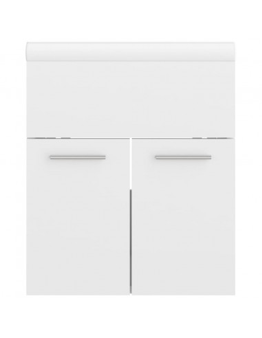 Mobile Bagno con Lavabo Integrato Bianco Lucido in Truciolato