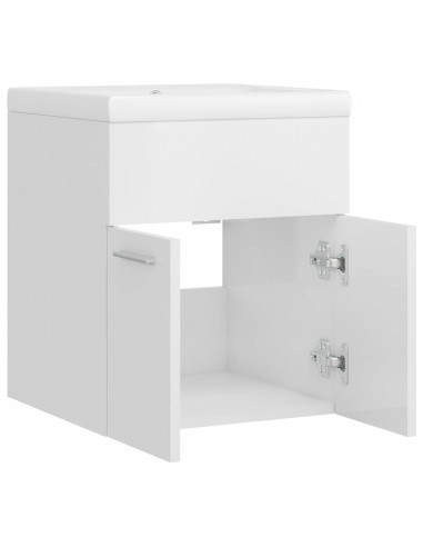 Mobile Bagno con Lavabo Integrato Bianco Lucido in Truciolato