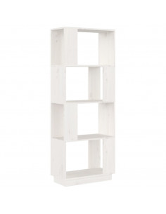 Libreria/Divisorio Bianco 51x25x132 cm Legno Massello di Pino 2
