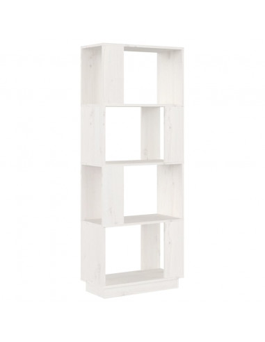 Libreria/Divisorio Bianco 51x25x132 cm Legno Massello di Pino