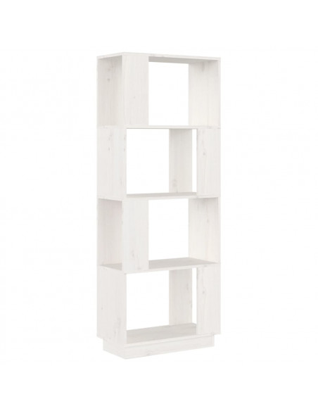 Libreria/Divisorio Bianco 51x25x132 cm Legno Massello di Pino