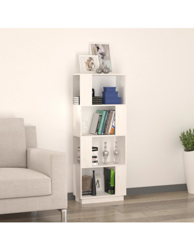 Libreria/Divisorio Bianco 51x25x132 cm Legno Massello di Pino