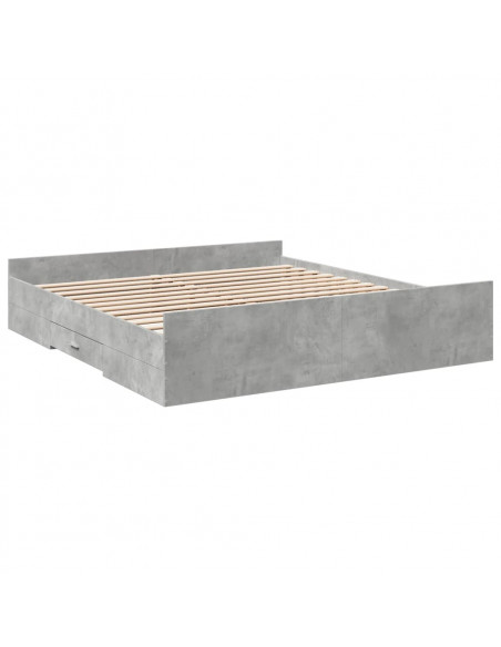 Giroletto Cassetti Grigio Cemento 180x200 cm Legno Multistrato