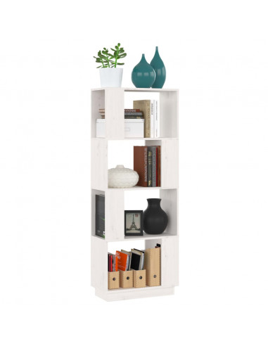 Libreria/Divisorio Bianco 51x25x132 cm Legno Massello di Pino