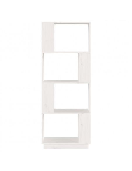 Libreria/Divisorio Bianco 51x25x132 cm Legno Massello di Pino