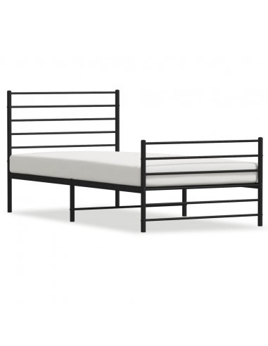 Giroletto con Testiera e Pediera Metallo Nero 90x190 cm