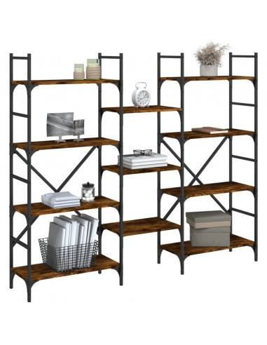 Libreria Rovere Fumo 160x28,5x136,5 cm in Legno Multistrato