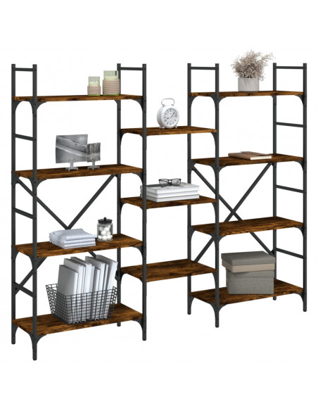 Libreria Rovere Fumo 160x28,5x136,5 cm in Legno Multistrato