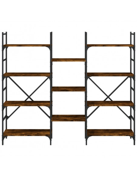 Libreria Rovere Fumo 160x28,5x136,5 cm in Legno Multistrato