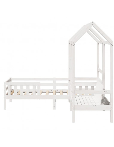 Giroletto con Panca e Tetto Bianco 75x190cm Legno Massello Pino