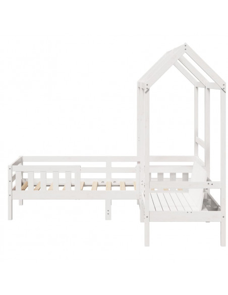 Giroletto con Panca e Tetto Bianco 75x190cm Legno Massello Pino