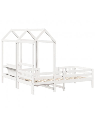 Giroletto con Panca e Tetto Bianco 75x190cm Legno Massello Pino