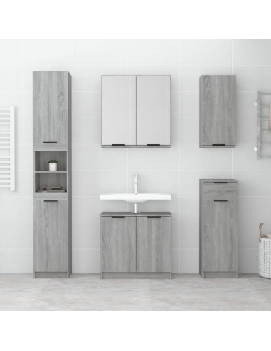 Mobile da Bagno a Parete Grigio Sonoma 32x20x67 cm