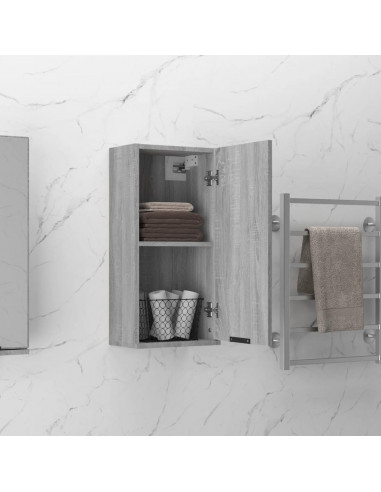 Mobile da Bagno a Parete Grigio Sonoma 32x20x67 cm