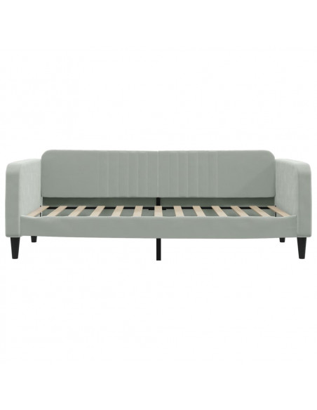 Divano Letto Estraibile Cassetti Grigio Chiaro 90x200cm Velluto