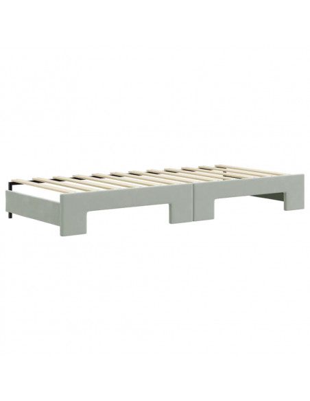 Divano Letto Estraibile Cassetti Grigio Chiaro 90x200cm Velluto