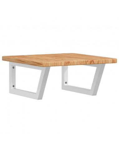 Ripiano a Parete per Lavabo in Acciaio e Massello di Rovere