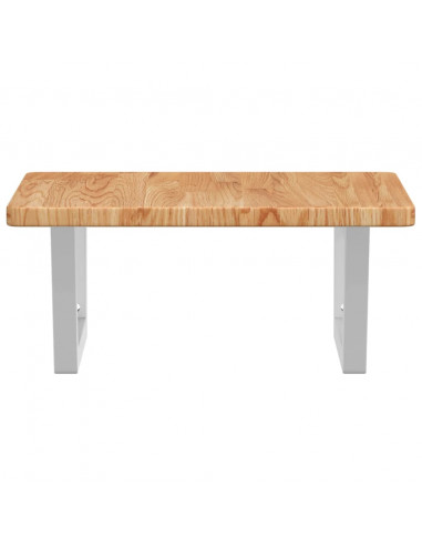 Ripiano a Parete per Lavabo in Acciaio e Massello di Rovere