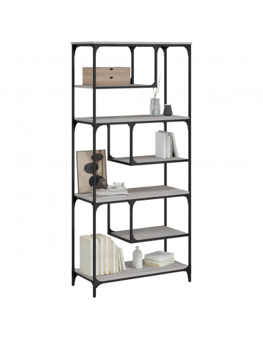 Libreria Grigio Sonoma 81x36x176 cm in Legno Multistrato