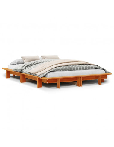 Letto senza Materasso Marrone Cera 135x190 cm in Legno di Pino
