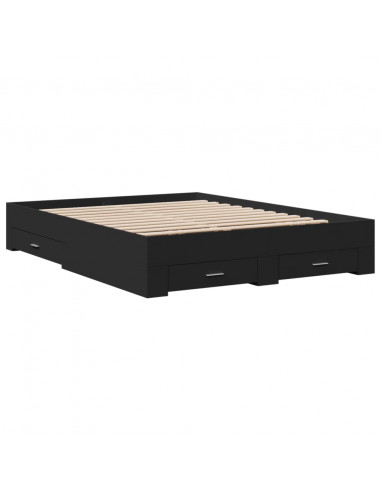 Giroletto con Cassetti Nero 150x200 cm in Legno Multistrato