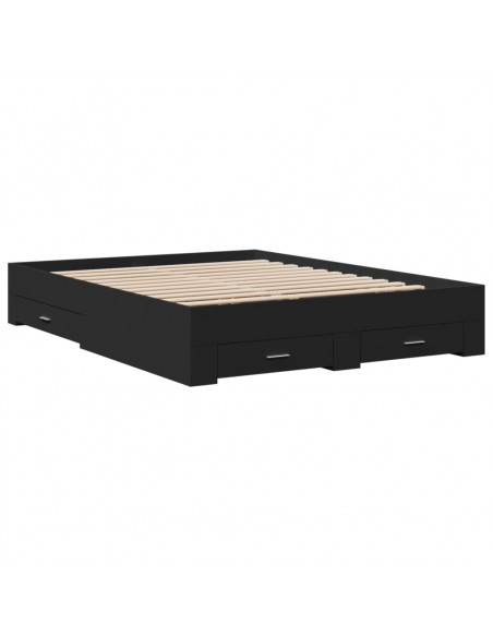 Giroletto con Cassetti Nero 150x200 cm in Legno Multistrato