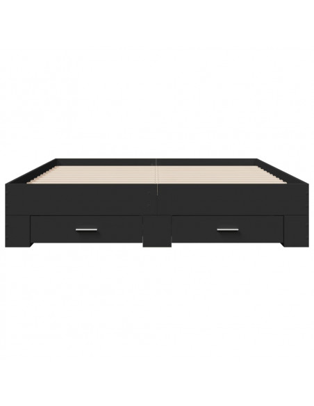 Giroletto con Cassetti Nero 150x200 cm in Legno Multistrato