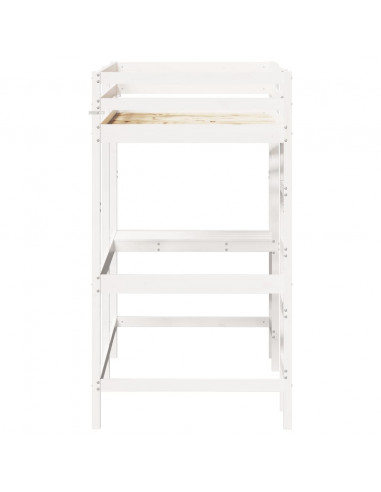 Letto Soppalco con Scrivania Bianco 90x190 cm Massello Pino